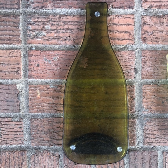 Melted Recycled Golden Glass Wine Bottle Cheese Tray Moose Spreader & Napkins - Picture 5 of 5